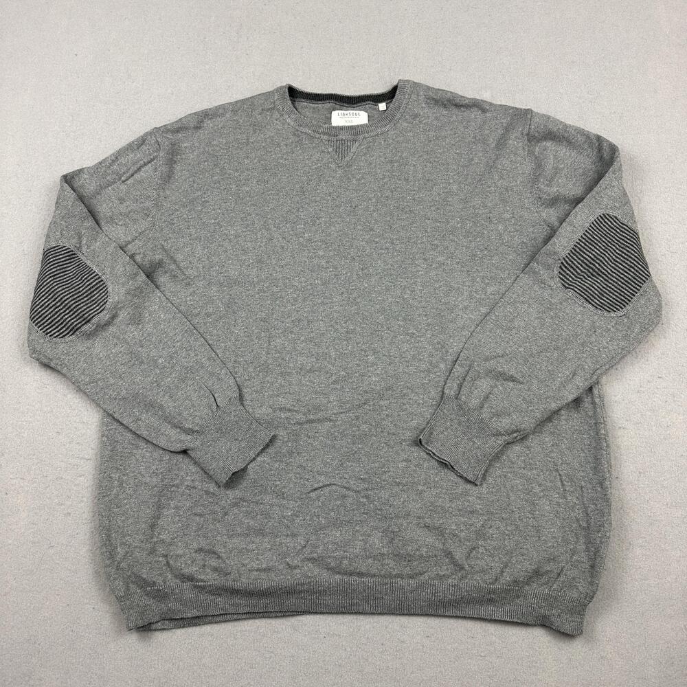 Linksoul Sweater Men 2XL Gray Crewneck Cotton Cashmere Pullover Knit Casual